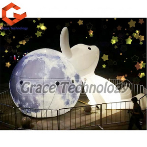 Giant Inflatable Rabbit Led Lighting Moon Balloon for Mid-Autumn Festival