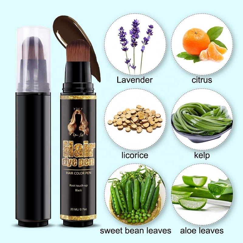 Private Label Hairs Dye Pen Touch Up Root Concealer Black Dark Brown Brown Natural Hair Dye Brush Pen