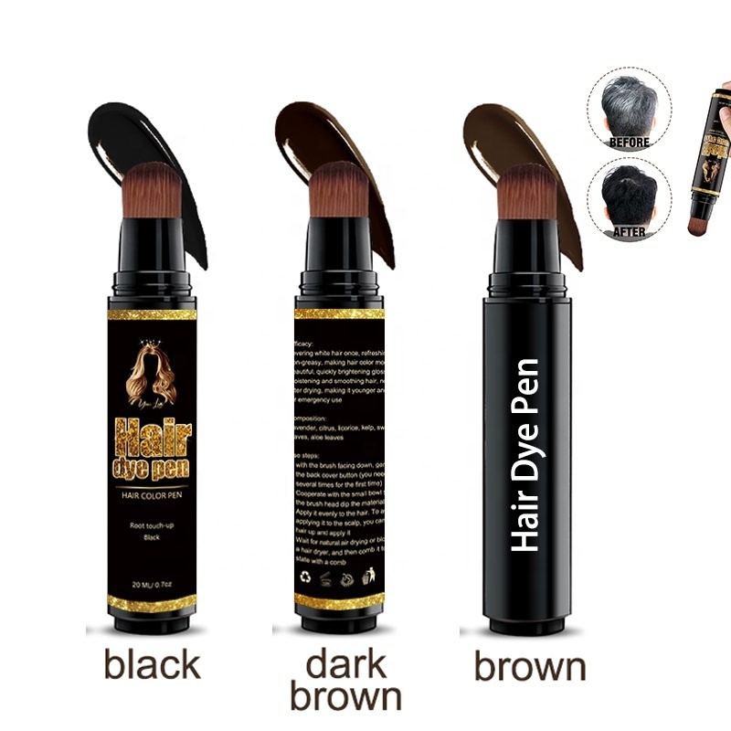 Private Label Hairs Dye Pen Touch Up Root Concealer Black Dark Brown Brown Natural Hair Dye Brush Pen