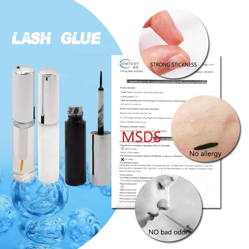 OEM private Label Rhinestone Top Transparent White Black Waterproof Latex Free Adhesive Lash Glue eyelash glue for strips lashes