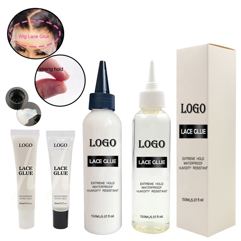 Private label waterproof extreme ultra strong hold big bottle 150ml clear lace glue wig adhesive pen bulk lace glue