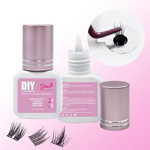 Wholesale Cusrtom 10ml 5ml Super Strong Long Lasting Soft Liquid Cluster Eyelash Extension Bond Open Eye  DIY lash bonding glue