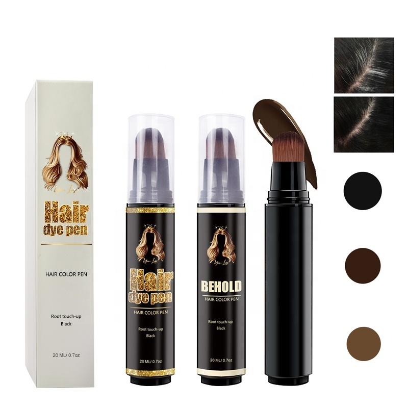 Private Label Hairs Dye Pen Touch Up Root Concealer Black Dark Brown Brown Natural Hair Dye Brush Pen