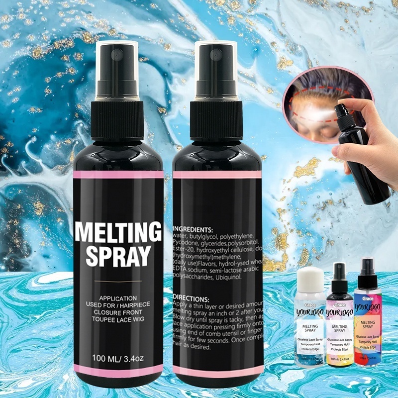 Private label Strong Hold Quick Dry Hair Spray Invisible finishing holding spray Protects Edge Glueless Wig Lace Melting Spray