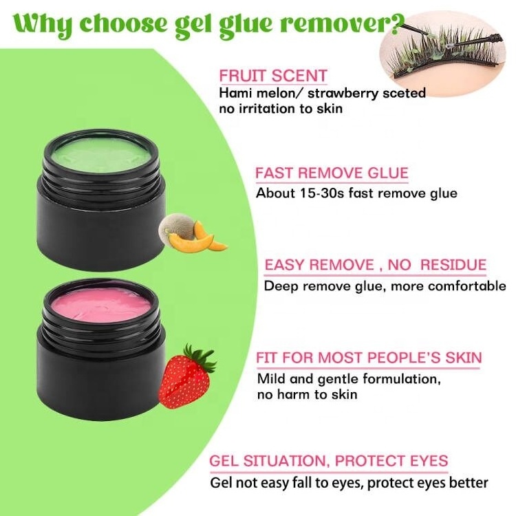 Private Label Fruity scented Strawberry Hami Melon Fast Safety Adhesive Cream Remover Eyelash extension glue remover cream