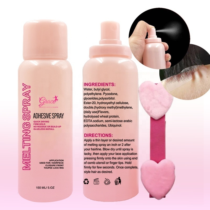 New Arrival Pink Bottle 150ML Strong Hold Hair Spray Invisible finishing Protects Edge 150ml Pink Bottle Wig Lace Melting Spray