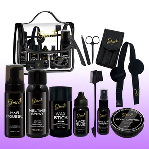 New Trim Lace Tools Lace Glue Edge Control Wax stick  Hair Mousse Melting Spray Black Lace Wig Installation Kit with PVC  Bag