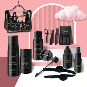 Hot Selling  Lace Glue Edge Control Wax stick Curly Hair Mousse Melting Spray Black Gold Lace Wig Install Kit with Travel Bag