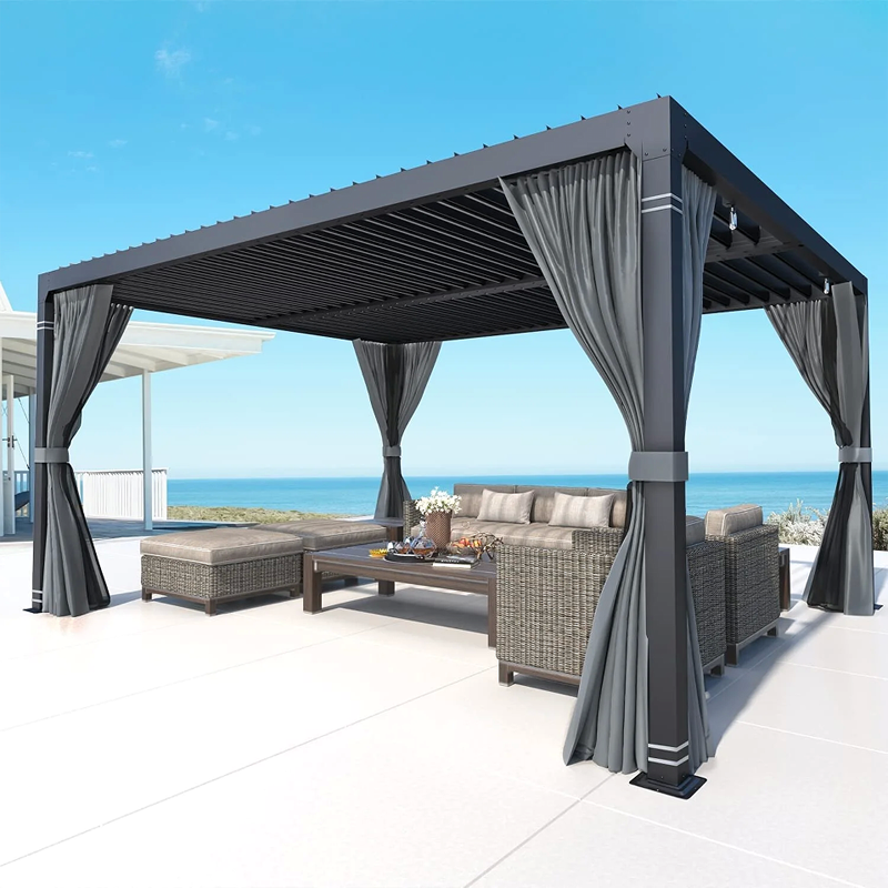 Sunshade Movable Aluminum Pergola Louvered Roof Gazebo Outdoor Pergola Aluminium Bioclimatic Motorized Louver Pergola