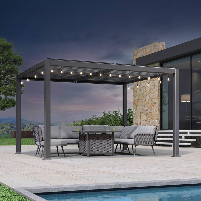 Sunshade Movable Aluminum Pergola Louvered Roof Gazebo Outdoor Pergola Aluminium Bioclimatic Motorized Louver Pergola