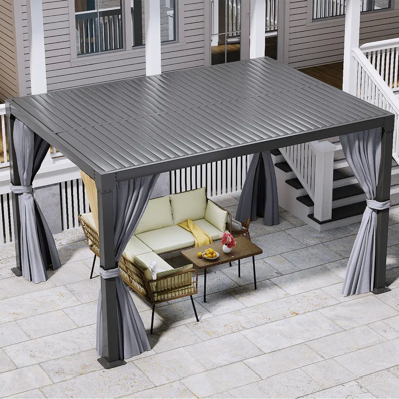 Sunshade Movable Aluminum Pergola Louvered Roof Gazebo Outdoor Pergola Aluminium Bioclimatic Motorized Louver Pergola