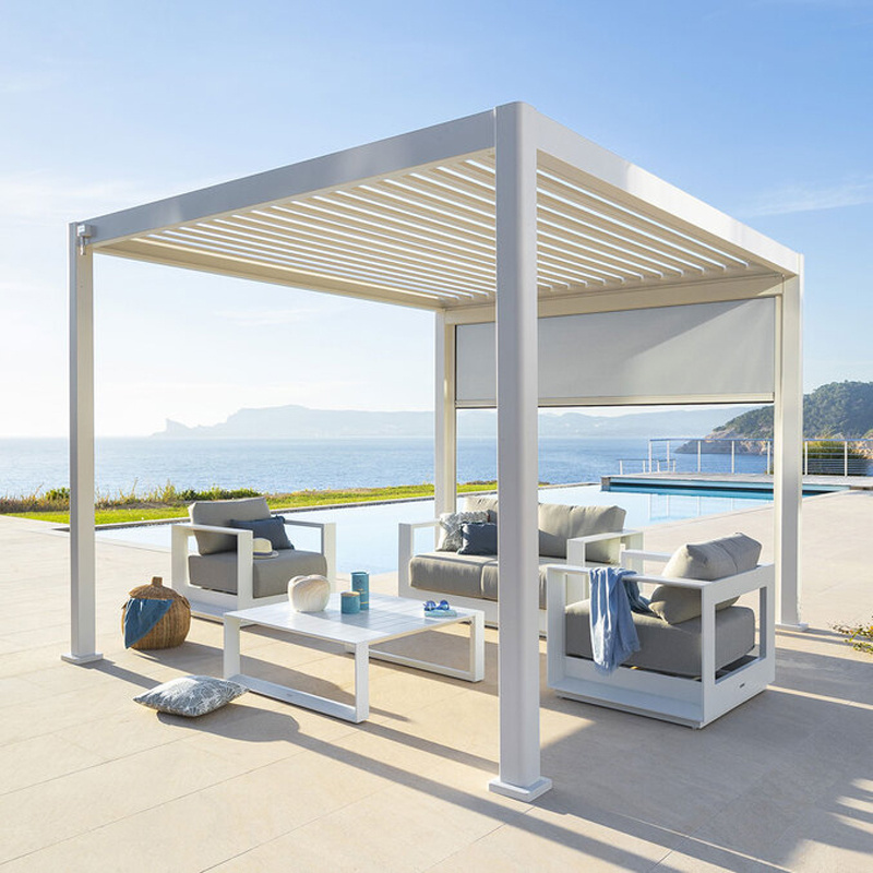 Electric Waterproof Garden Aluminium Gazebo Motorized Outdoor Aluminum Bioclimatic Pergola