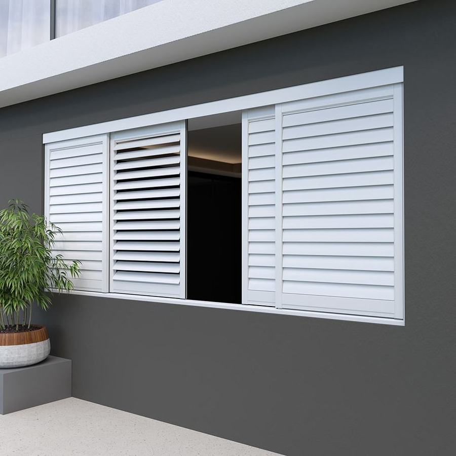 Factory Wholesale USA Europe Australia Jalousie louver window sliding 3.5 inch Aluminum outdoor plantation shutters