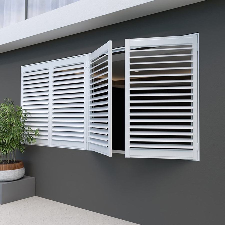 Factory Wholesale USA Europe Australia Jalousie louver window sliding 3.5 inch Aluminum outdoor plantation shutters