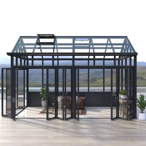 Octagonal Solarium Sunroom for Outdoors Backyard with Lockable Sliding Door Galvanized Steel Sloping Roof