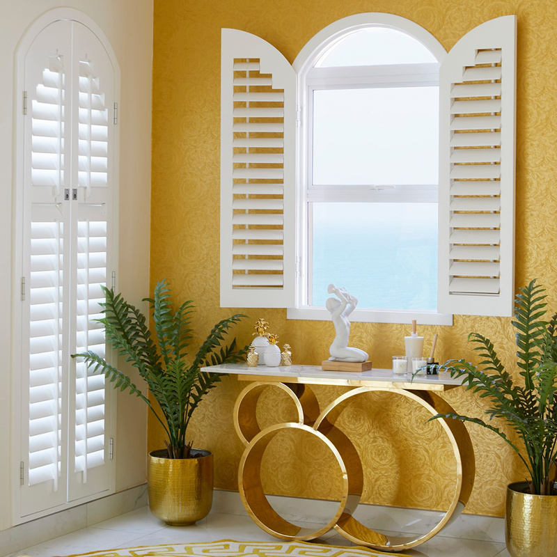 Waterproof wooden windows shutters electric shutters and faux wood pvc shutters for windows