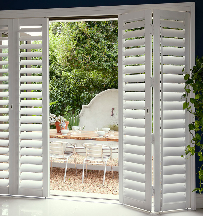 China factory direct sale custom size horizontal white plantation shutters pvc shutters window