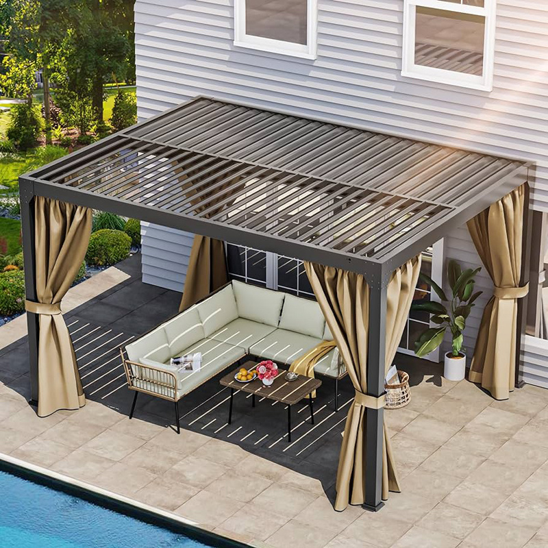 2024 high quality modern luxury aluminum waterproof gazebo outdoor motorized retractable pergola roof