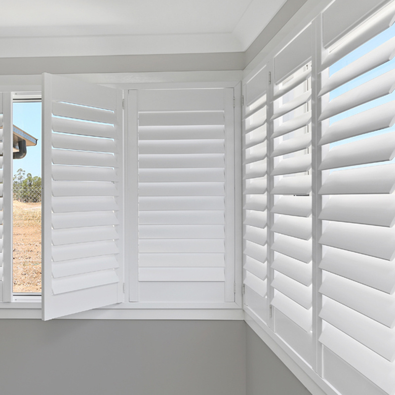 Factory Wholesale Plantation Shutters Jaslousie louver Windows Basswood Wood Horizontal Shutters for Windows Pvc Shutter