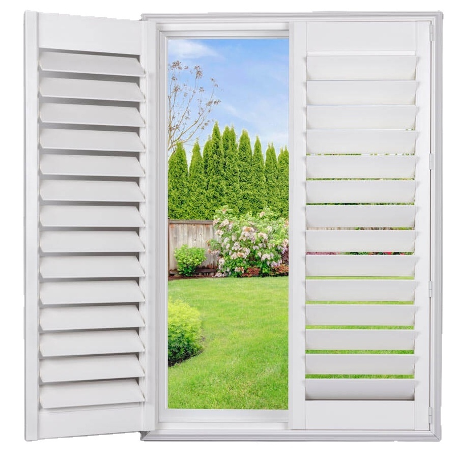 Factory Wholesale Plantation Shutters Jaslousie louver Windows Basswood Wood Horizontal Shutters for Windows Pvc Shutter