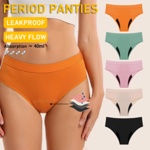 4 Layers Period Panties NO PFAS Biodegradable Bamboo Free Odor Culotte Menstruelles Underwear Women Menstrual Period Panties