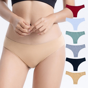 Wholesales Custom Logo Cotton Low Waist Colorful Classic Brazilian Tangas Panties Combed Cotton Girls Thongs Women Underwear