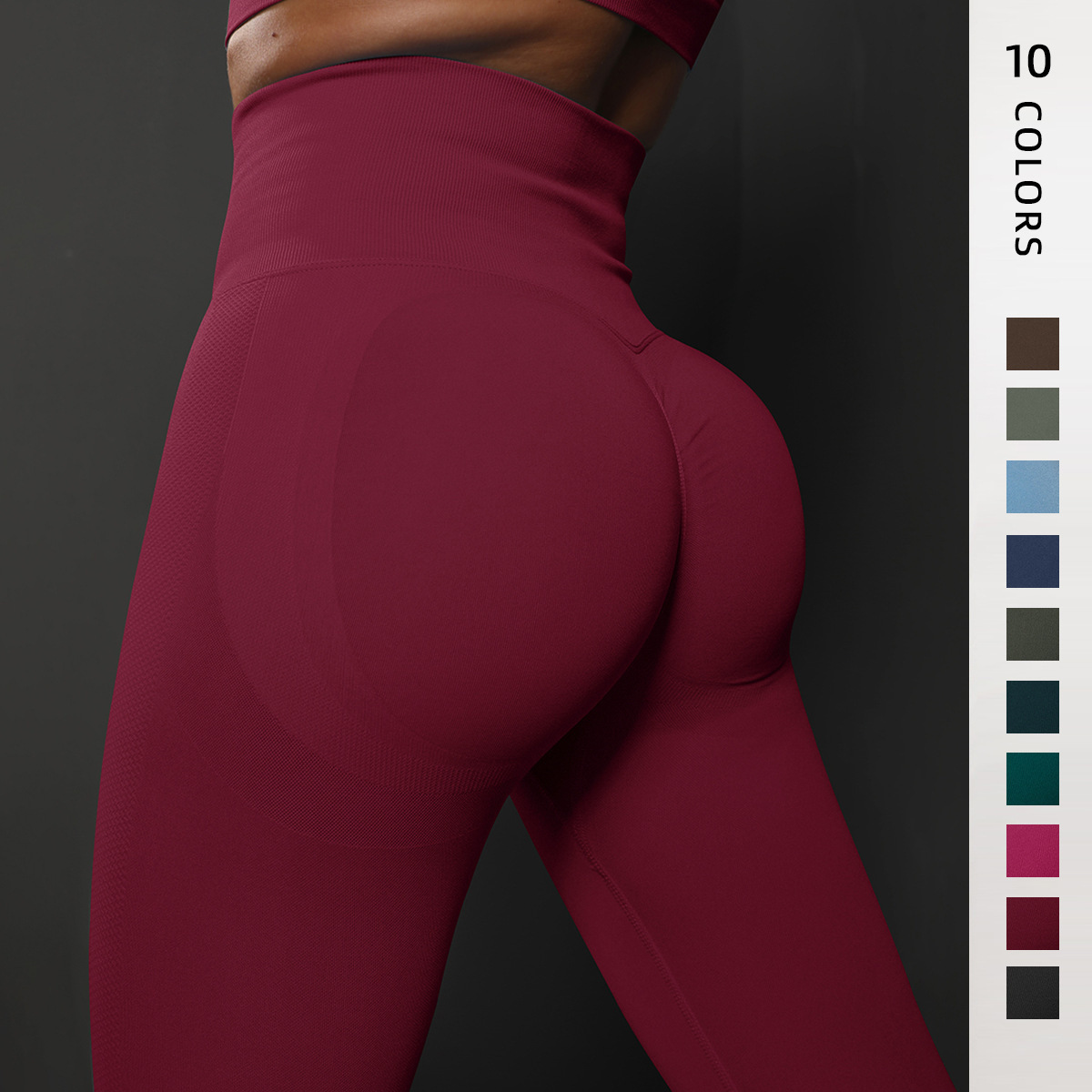 High Waisted Red 10 Color Booty Butt Lift Yoga Pants Fitness Tight Scrunch Butt Hip Raising Ladies Yoga Leggings for Women