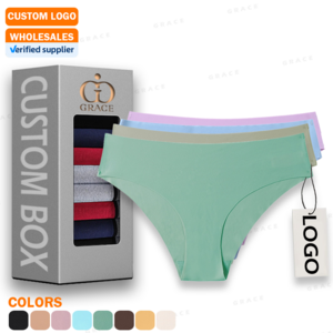 Custom Logo Seamless Underwear Laser Cut Ice Silk One Piece Bonded No Show Seamless Women Panties Underwear