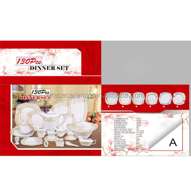 125pcs Eypty pakistani dinner set custom design ceramic dinner set for 6 people