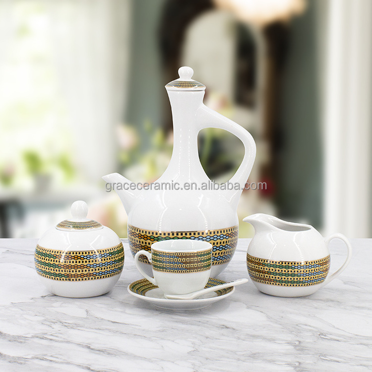 23 pcs Ethiopian Eritrean NEW Tilet design Coffee Ceremony Set Fine Porcelain Custom Ethiopia Coffee Cup Set