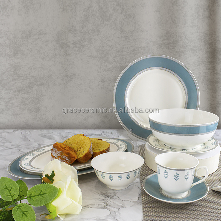 Luxury Kitchen Dishes Crockery Ceramic Dinner Set 24 pcs Dinner Sets Bone china Dinnerware Set For Home Party Restaurant