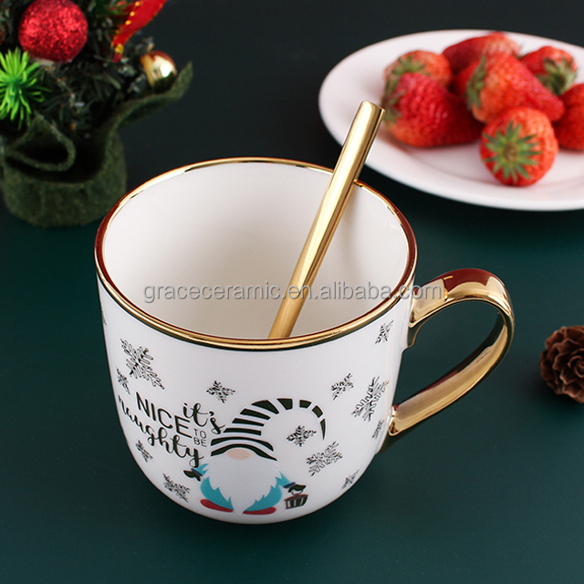 Promotional Mug Cheap Snowman Gift Christmas New Bone china mug Silver Gold Electroplating Christmas Ceramic Mugs