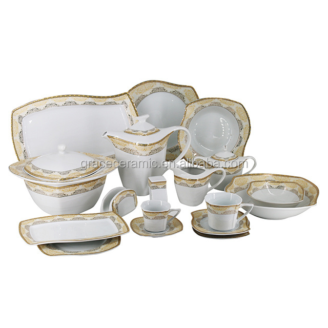 Custom Design Pakistani 47 Piece Fine Porcelain  Bone china Dinnerware Set 125 Dinner Set