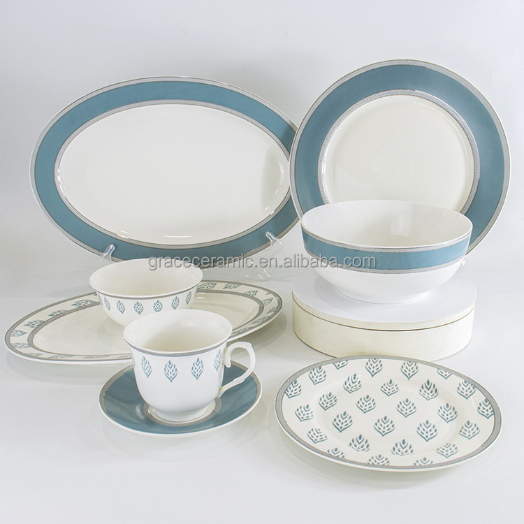 Luxury Kitchen Dishes Crockery Ceramic Dinner Set 24 pcs Dinner Sets Bone china Dinnerware Set For Home Party Restaurant