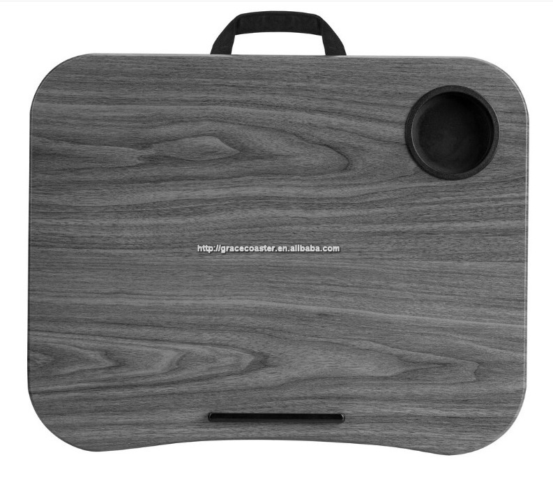 hot selling marble lap desk with stopper and cup holder bamboo lap tray with cushion bag