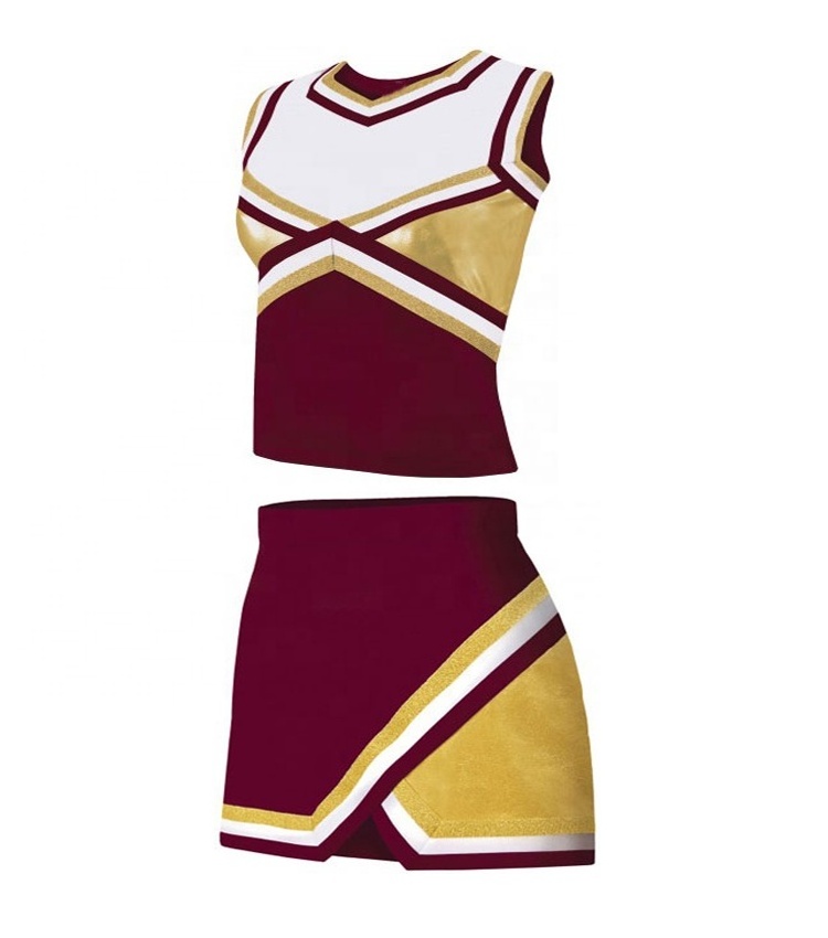 Cheerleader Costume Cheer Girls Uniform Tops Wholesale Cheerleading Uniforms OEM Golden Pattern Cheerleader Uniforms