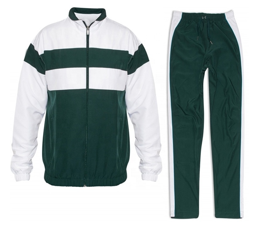 2021 Men's Green White Polyester Running Suit Quick Dry Track Suits