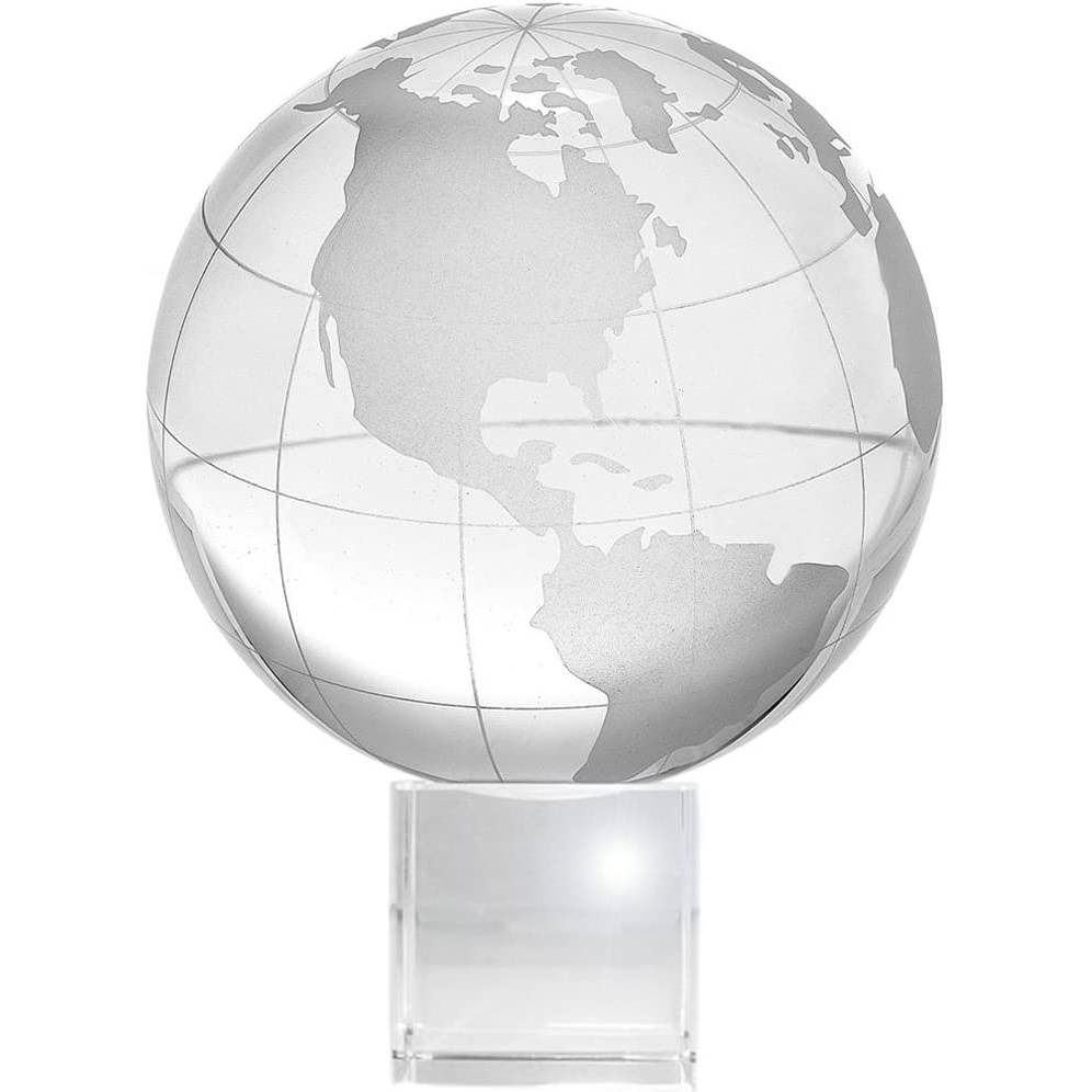 Decorative Round Ball Shaped Clear Glass World Globe Crystal Earth Globe with or without Stand