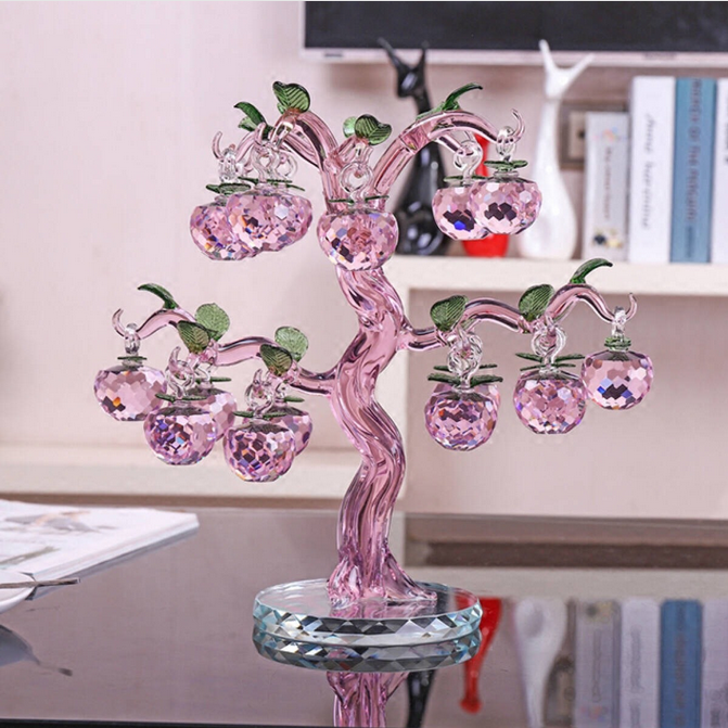 Grace crystal Fengshui crystal apple tree showpiece gifts souvenirs home office desk top crystal decoration