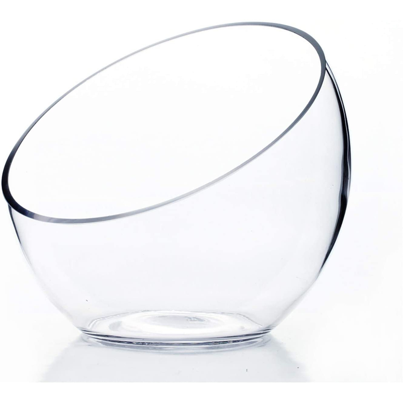 Slant Cut Bowl Glass Vase, Width 7