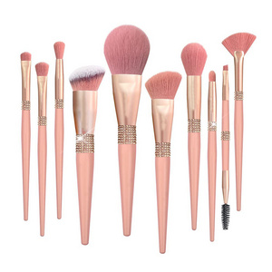 Pink gold luxury 10Pieces make up brushes Synthetic vegan Professional makeup brush set private label brochas de maquill