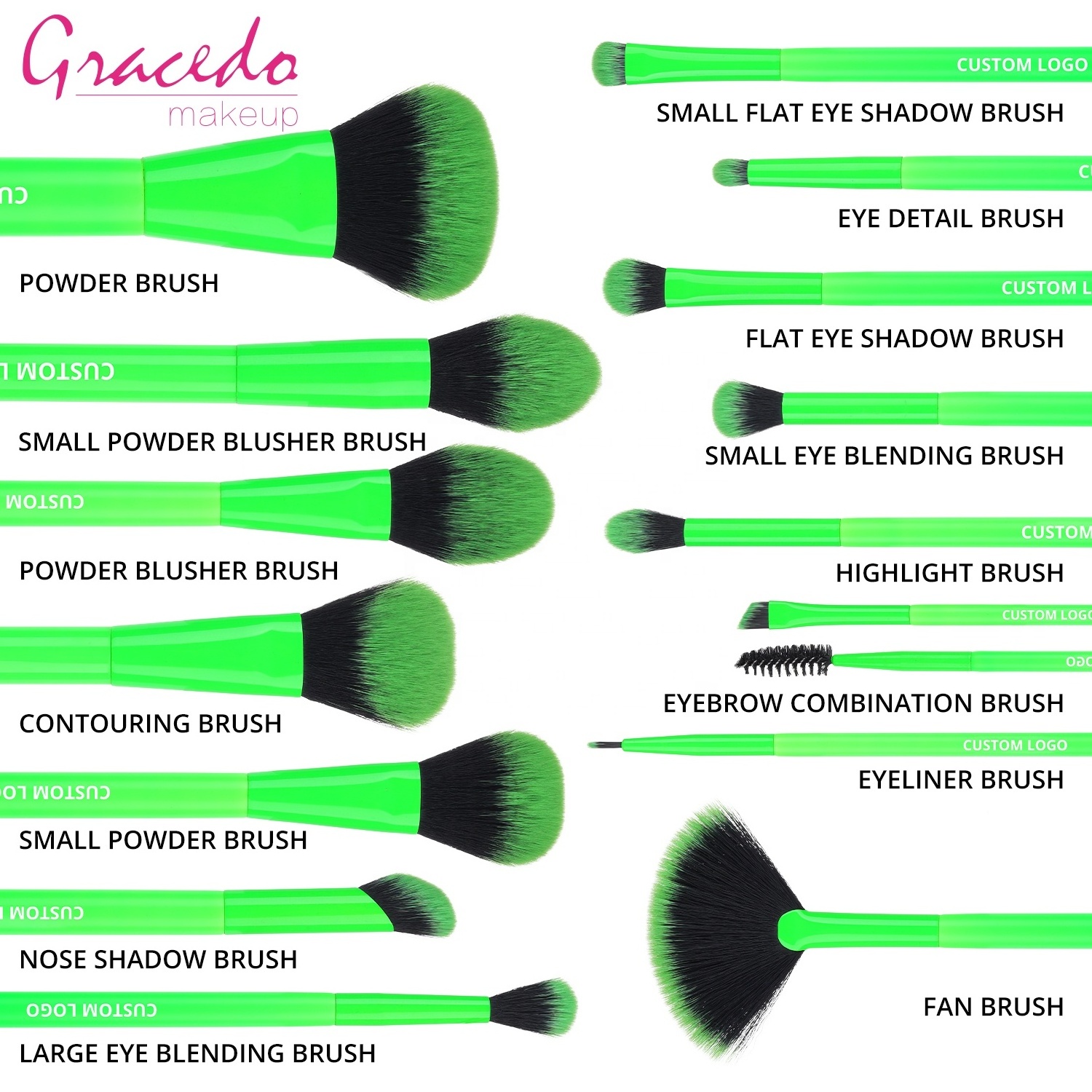 Gracedo China Factory 15pcs Cosmetic Foundation Brush Makeup Brushes Synthetic Fiber Wholesale Makeup Brushes