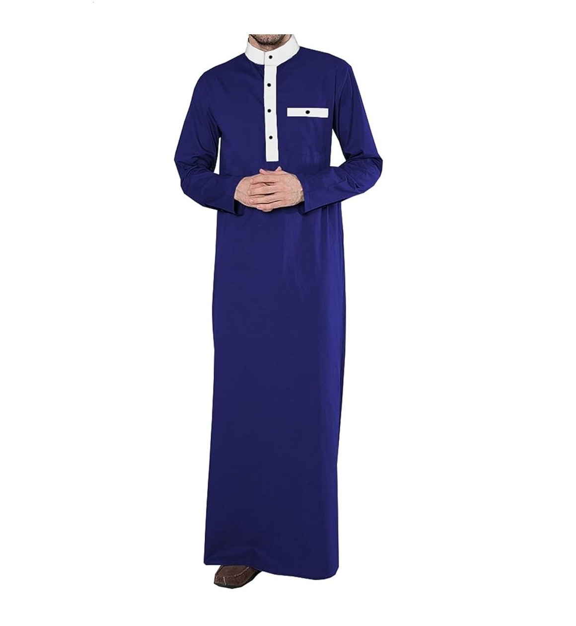 Latest Design Men's Thobe Jubba Jalab Daffah Al Aseel Style Muslim Dress Men purple dyed o neck silk made thobe Hot sale