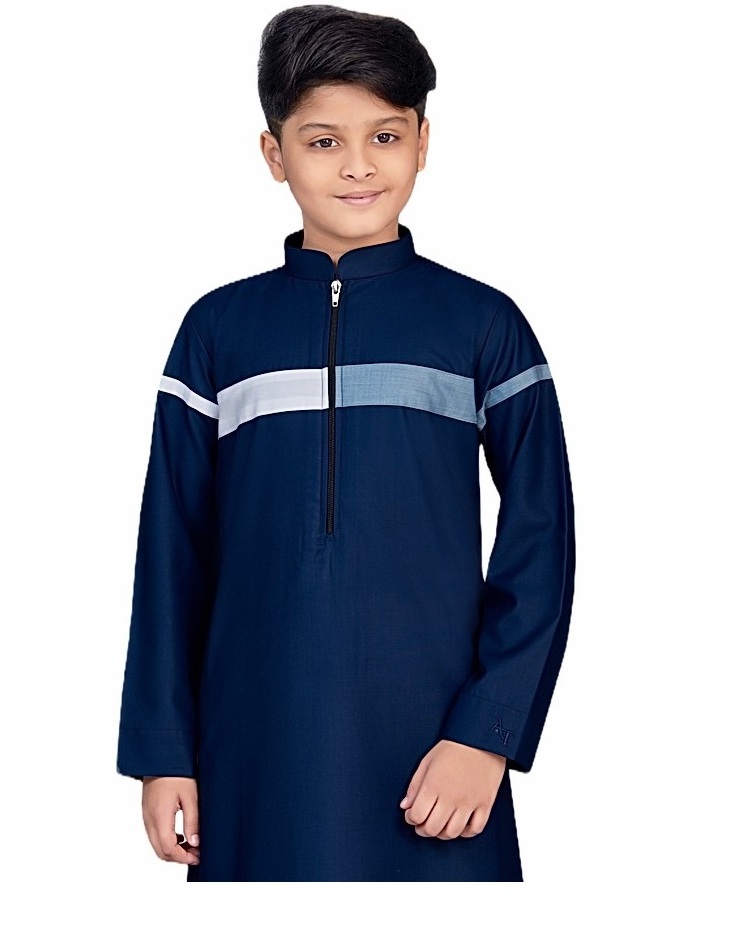 Fashion Zipper Kids Mens Thobes Islamic Wear Dress Wholesale Long Kids Kaftan Style Al daffah Thobes