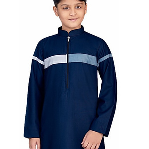 Fashion Zipper Kids Mens Thobes Islamic Wear Dress Wholesale Long Kids Kaftan Style Al daffah Thobes