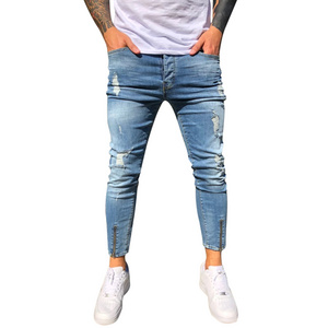 Fashion Jeans For Mens Wholesale Jeans Slim Fit Pants Blank Mens Pencil Fitness Stretch Denim Blue Jeans Pants Hot Selling OEM