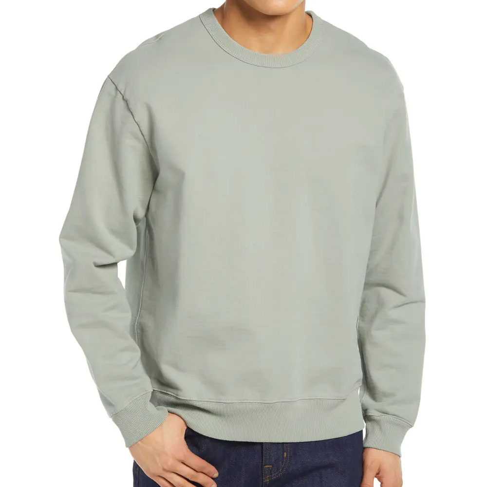 Premium ODM Cotton Blank Crewneck Plain Sweatshirts Original Materials Sweater Men's Sweat shirts O Neck Light grey dye