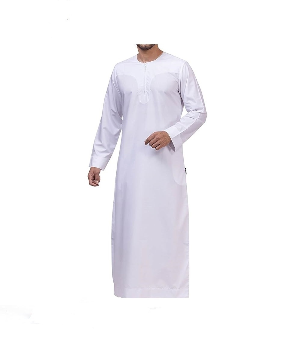 Latest Design Men's Thobe Jubba Jalab Daffah Al Aseel Style Muslim Dress Men purple dyed o neck silk made thobe Hot sale