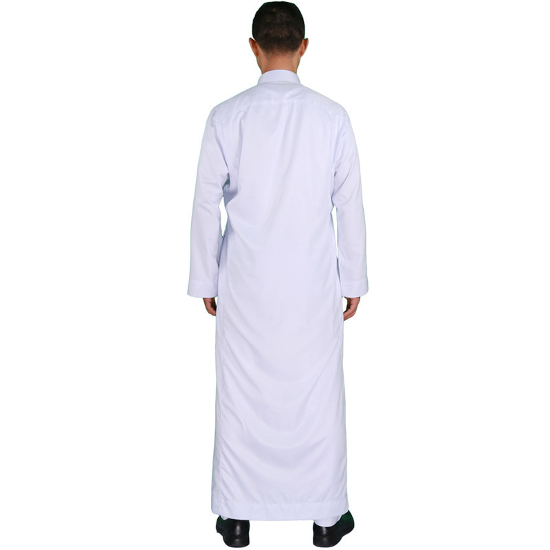 Good Quality soli color thobe Material Al Haramain thobe Saudi Men Jalab Thobe for Men 2023 white dyed stand collar long sleeve