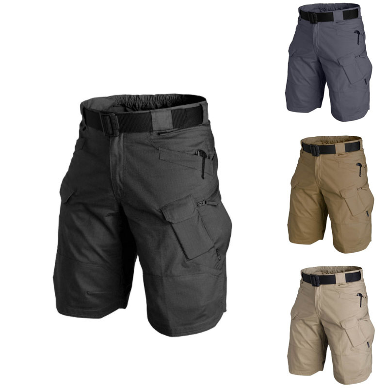 Men's knee Length Shorts Summer Casual Cotton Multi Pockets Cargo safari out wear shorts men's belt waist men Cargo Shorts